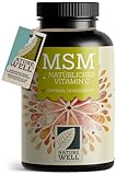 MSM 2000mg pro Tag + natürliches Vitamin C - 365 MSM Tabletten mit Methylsulfonylmethan - kompakteres MSM Pulver als bei MSM Kapseln - 1000 mg MSM pro Tablette - vegan & ohne Zusätze - NatureWell