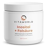 vitaworld Inositol + Folsäure, 4,8 g Myo-Inositol und 800 µg Folsäure pro Tagesverzehrmenge, vegan, 200 g