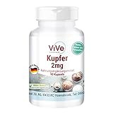 Kupfer 2 mg - 90 Kapseln Kupferbisglycinat - Vegan - essenzielles Spurenelement | Qualität aus Deutschland von ViVe Supplements
