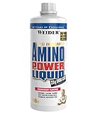 WEIDER Amino Power Liquid, Flüssige Aminosäuren hochdosiert, Amino Liquid mit allen neun Essentiellen Aminosäuren (EAA) und extra L-Leucin, Pre Workout, Intra Workout und Post Workout, Cranberry, 1 L