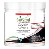 Fairvital | Glycin Pulver - 500g - VEGAN - Aminosäure - 100% reines Glycin-Pulver ohne Zusatzstoffe