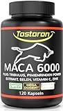 MACA 6000 hochdosiert - hol dir jetzt den TOSTORON HAMMER direkt nach Hause! 120 Kapseln plus Tribulus + Pinienrinden Extrakt + Vitamin C + Selen + Zink, 1 Dose (1x100g)
