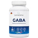 Bandini® GABA | Kapseln hochdosiert - 750 mg Gamma Aminobuttersäure je Tagesdosis | Gamma-Aminobuttersäure | Verbesserung von Schlafqualität, Angst und Stress Reduzierung | Laborgeprüft, Vegan