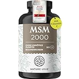 NATURE LOVE® MSM 2000mg mit Vitamin C - 365 laborgeprüfte Tabletten - Kompakteres MSM Pulver als bei Kapseln - Ohne Zusätze, hochdosiert, vegan, in Deutschland produziert