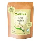 MADENA Reisprotein, 87% Proteingehalt, 1 Kg Vegan Protein, Extra mild, Besonders fein, 100% Proteinisolat, Veganes Protein, Glutenfrei, laktosefrei