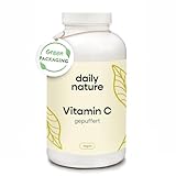 dailynature Vitamin C hochdosiert - gepuffert | 365 Kapseln | pflanzliches Nahrungsergänzungsmittel mit 1000 mg Vitamin C pro Tagesdosis | magenfreundlich | vegan & ohne Zusätze | kompostierbare Dose