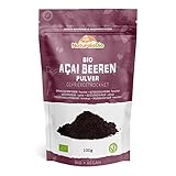 Acai Pulver Bio 100g - Gefriergetrocknet - Pure Organic Acai Berry Powder (Freeze-Dried) aus Brasilien, Getrocknet, Rohkost und Extrakt aus Pulp der Acai-Beeren Frucht. NaturaleBio