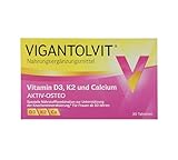VIGANTOLVIT 1000 IE Vitamin D3, Vitamin K2 und Kalzium 3-in-1-Formel für gesunde Knochen*, 30 Tabletten, 1 Monat
