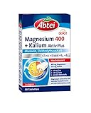 Abtei Magnesium 400 + Kalium Aktiv Plus - hochdosiert, für aktive Muskeln und den Elektrolythaushalt - mit Depot-Effekt - vegan - 30 Tabletten