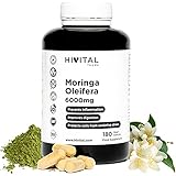 Moringa Oleifera 6000 mg. 180 vegane Kapseln für 6 Monate. Natürlicher Extrakt mit Vitaminen, Mineralien, Aminosäuren und Fettsäuren. Antioxidativ und entzündungshemmend zur Verbesserung der Verdauung