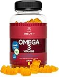 VITAYUMMY Vegan Omega 3 für Kinder und Erwachsene, Gummies mit Zitronengeschmack - Gesunde Fette aus Omega 3 Algenöl - Natürliche, Allergenfrei und Gelatinefreie - 60 Gummy Vitamins, 1 Monat