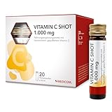Medicom – Vitamin C Shot 1.000 mg, Liposomales & Gepuffertes Vitamin C im Trinkformat, Hochdosiert, Immunsystem & Energie, Kollagenbildung, Orangengeschmack, Vegan – 20 Trinkampullen