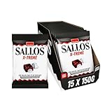 SALLOS X-treme Vorrats-Pack – Lakritz-Bonbons mit Salmiaksalz-Füllung, aus natürlichem Süßholzsaft, würzig-salzige Lakritz-Kombination, vegan, im Vorrats-Pack, 15 x 150 g