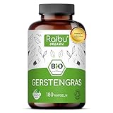 Raibu BIO Gerstengras Kapseln - 3600 mg pro Tagesdosis - ökologischer Anbau - 180 Kapseln - Hochdosiert, Vegan, laborgeprüft & zertifiziert Bio - in Deutschland produziert
