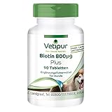 Fairvital | Vetipur Biotin Tabletten für Hunde - 90 Tabletten - Biotin Komplex 800µg - mit Kupfer, Zink und andere B-Vitamine - Futterergänzung für Hunde