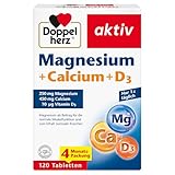 Doppelherz Magnesium + Calcium + D3 - Magnesium als Beitrag für die Muskelfunktion und zum Erhalt normalen Knochen - 120 Tabletten