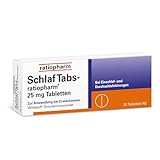 SchlafTabs-ratiopharm 25 mg Tabletten: rezeptfreie Hilfe bei Schlafstörungen mit dem Wirkstoff Doxylaminsuccinat. Unterstützt das Einschlafen und fördert das Durchschlafen, 20 Tabletten