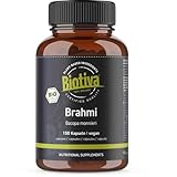 Brahmi Kapseln Bio - 150 Kapseln - 500mg pro Kapsel - Bacopa Monnieri - Gedächtnispflanze - vegan - ohne Zusatzstoffe - Abgefüllt und kontrolliert in Deutschland - Biotiva