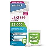 sanotact Laktase 22.000 Depot • 40 Laktose Tabletten mit Sofortwirkung und 6h Depot • Lactosetabletten bei Laktoseintoleranz + Milchunverträglichkeit