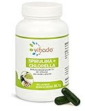 Vihado Spirulina + Chlorella – Superfood Kapseln mit Algen – geprüfte Qualität ohne Schadstoffe – natürliches Nahrungsergänzungsmittel ohne künstliche Zusätze – 180 Kapseln