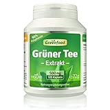 Grüner Tee Extrakt (90% Polyphenole), 500 mg, hochdosiert, 120 Kapseln – OHNE künstliche Zusätze. Ohne Gentechnik. Vegan.