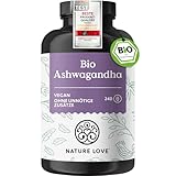 NATURE LOVE® Bio Ashwagandha - 240 Kapseln - Hochdosiert mit 1950mg je Tagesdosis - Hochwertige indische Schlafbeere - Laborgeprüft, vegan, in Deutschland produziert