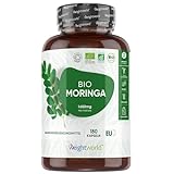 Bio Moringa Kapseln - 1650mg Moringa Oleifera Pulver - 180 vegane Kapseln für 2 Monate - Zertifiziertes Superfood - 3 Kapseln Täglich - Geprüfte Zutaten, Ohne Zusätze & Gentechnik - WeightWorld