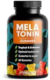 Melatonin Gummies 60x mit 0,5 mg bioaktivem Melatonin - leckerer Früchte-Mix-Geschmack - Optimal hochdosiert - Gummibärchen - Zuckerfrei, laborgeprüft & 100% vegan - Made in Germany