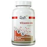 Health+ Vitamin B6 - 120 Kapseln mit 50mg P-5-P pro Kapsel, aktive Form von B6, für den Eiweißstoffwechsel und die Regulierung der Hormontätigkeit, Made in Germany