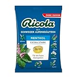 Ricola EXTRA STARK Menthol - zuckerfreies Halsbonbon mit 13 Schweizer Alpenkräutern, vegan, 75g Beutel