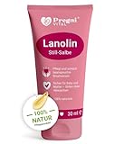 Lanolin Brustwarzensalbe Stillen [30 ml] - Stillsalbe für stillende Mütter bei beanspruchten, trockenen und empfindlichen Brustwarzen - Hypoallergen, ohne Duftstoffe - von PregniVital®