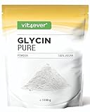 Glycin Pure - 1100 g (1,1 kg) reines Pulver ohne Zusatzstoffe - Mit Messlöffel - Laborgeprüft - 100% Glycine Aminosäure - Vegan