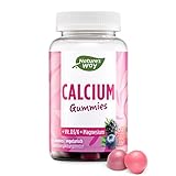 Calcium Gummibärchen - zum Erhalt starker Knochen und Zähne für Kinder und Erwachsene - mit 488mg Calcium hochdosiert + Vitamin D3 & Vitamin K - vegetarisch laktosefrei glutenfrei - 60 Stk