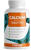 Calcium Tabletten 180x - optimal hochdosiert mit 800 mg Calcium pro Tag - Erhalt normaler Knochen & Zähne - laborgeprüft mit Zertifikat - ohne unerwünschte Zusätze - 100% vegan - Vorrat für 90 Tage
