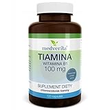 MEDVERITA - Thiamin (Vitamin B1) 100mg - Unterstützt die Herzfunktion - 1 kaspel pro Tag - 120 kapseln - Nahrungsergänzungsmittel