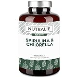 Spirulina und Chlorella 1800mg - Chlorella Spirulina Algen Kapseln - BIO-verfügbar - Laborgeprüft & ohne Zusätze - Hochdosiert - 180 Vegane Kapseln - Nutralie
