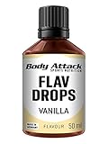 Body Attack Flav Drops®, 50 ml, Vanille, Aromatropfen für Lebensmittel, zuckerfreie Flavour Drops ohne Kalorien, vegan & Qualität Made in Germany