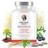 GEISTESBLITZ - natürliche Konzentrations Tabletten zum Lernen und Arbeiten - 120 Brain Booster Focus Kapseln hochdosiert - Focus Booster Gedächtnis Tabletten - Nootropic Gehirn Gedächtniskapseln