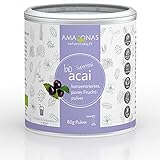 Amazonas Naturprodukte Bio Acai Premium Fruchtpulver | Schonende Gefriertrocknung | Ohne Zusatzstoffe | Schutz vor Stress und Überlastung – bringt Körper und Geist in Einklang | 80g