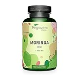 BIO Moringa Presslinge Vegavero ® | Hochdosiert mit 1000 mg Moringa Pulver je Tablette | 100% BIO-QUALITÄT | Moringa Oleifera aus Sri Lanka | 180 Tabletten | Vegan & Ohne künstliche Zusatzstoffe