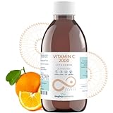 Mighty Elements Liposomales Vitamin C 2000 mg hochdosiert, Orange Geschmack, Immunsystem, Vegan, Glutenfrei & Laktosefrei, Flüssig 250 ml, Glasflasche
