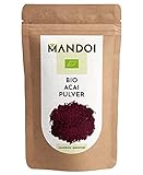 Mandoi BIO ACAI Pulver 100g, Acai Berry Powder aus 100% reinen Beeren ohne Zusätze aus Brasilien. Bio Qualität DE-ÖKO-005
