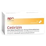 apodiscounter Cetirizin 10 mg - 100 Stück Allergie-Filmtabletten gegen Heuschnupfen, Allergien, Nesselsucht & allergische Bindehautentzündung - schnelle & zuverlässige Hilfe