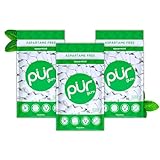 Pur Gum | Zuckerfreier Kaugummi | 100% Xylit | Vegan, Aspartamfrei, Glutenfrei & Diabetikerfreundlich | Natürlicher Kaugummi Mit Spearmint-Geschmack, 55 Stück (3er Pack)