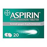 Aspirin 500 mg überzogene Tabletten - Kopfschmerztabletten bei leichten bis mäßig starken Kopfschmerzen - schnell, effektiv und gut verträglich - 1 x 20 Stück