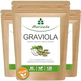 Graviola Kapseln - 6 Monate Vorrat - Natürlicher Frucht Extrakt - Wohlbefinden Stoffwechsel - Vegan und glutenfrei - 3x120 Stück von MoriVeda