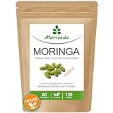 Moringa Energy Tabletten 3800mg - 60 Tage Vorrat - Moringa hochdosiert, mit Vitaminen, Proteinen & Aminosäuren in Ayurveda Spitzen-Qualität - Vegan & Glutenfrei - von MoriVeda - 120 Presslinge