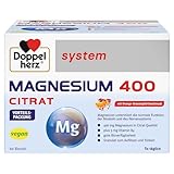 Doppelherz system MAGNESIUM 400 CITRAT – Magnesium als Beitrag für die normale Funktion der Muskeln und des Nervensystems – 60 Portionsbeutel