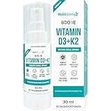 NutriStella Vegan Vitamin D3 K2 Spray - Hochdosiert - Hohe Bioverfügbarkeit - Premium-Qualität: MenaQ7® All Trans - Muskeln - Knochen - Herz
