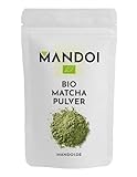 Mandoi BIO Matcha Pulver, 100g Matchapulver, Green tea powder. Grünteepulver ideal für Smoothies, Shakes oder zum backen